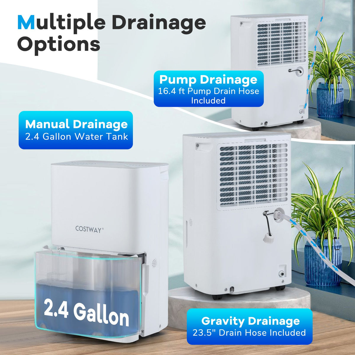 150 Pints Dehumidifier with 24H Timer and LED Display-White view 6