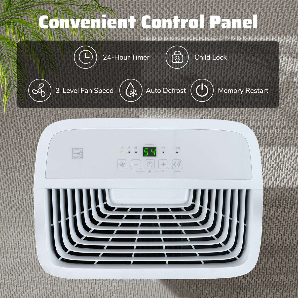 150 Pints Dehumidifier with 24H Timer and LED Display-White view 7