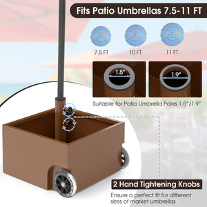 150 Pounds Patio Umbrella Base Stand Wheels Planter Outdoor-Coffee view 7