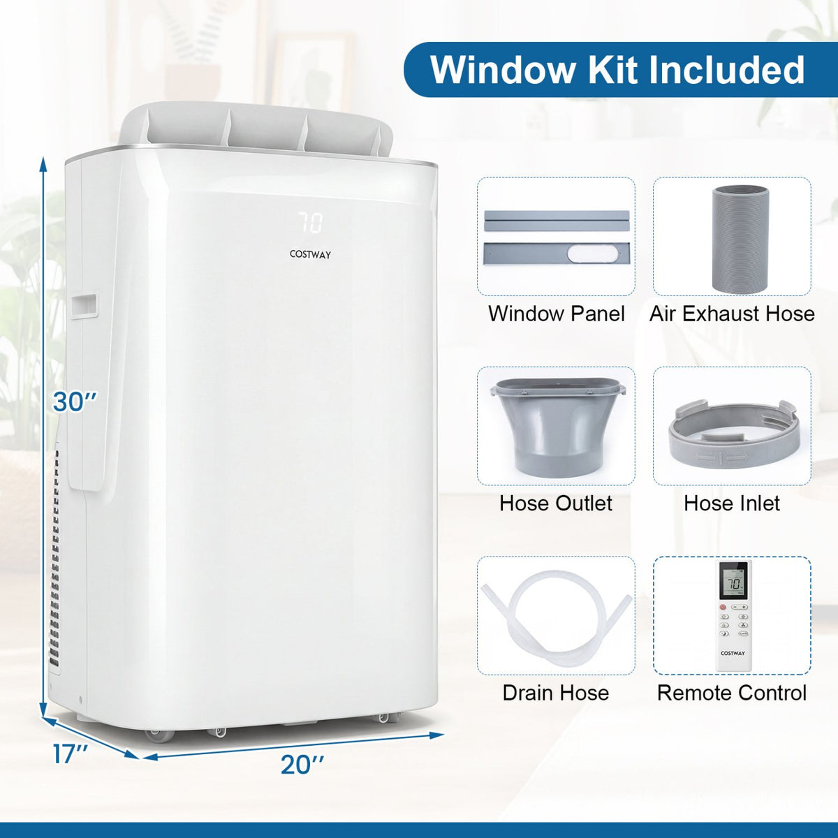 15000 BTU Inverter Portable Air Conditioner Smart Wifi Enabled Cooling and Heating Unit-White view 3