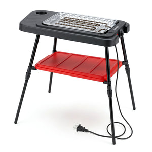 1500W 2-in-1 Electric Grill with Detachable Stand and Dual Plates for Balcony-Red view 2