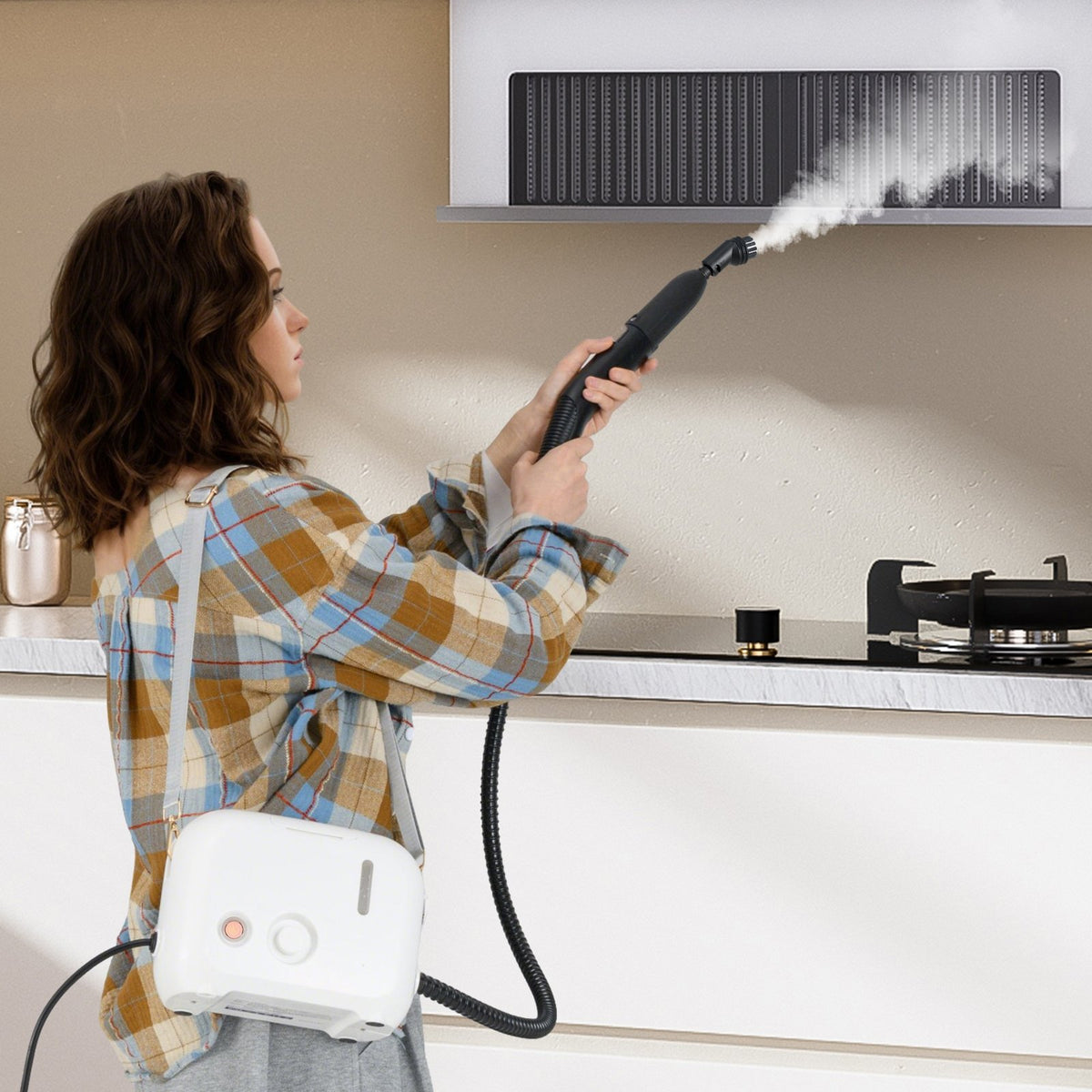 1500W Portable Steam Cleaner with 34 oz Water Tank-White view 3