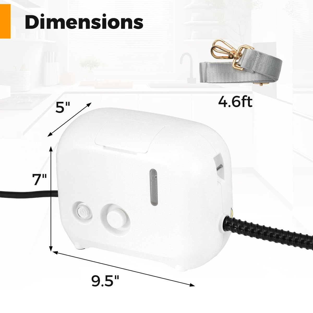 1500W Portable Steam Cleaner with 34 oz Water Tank-White view 4