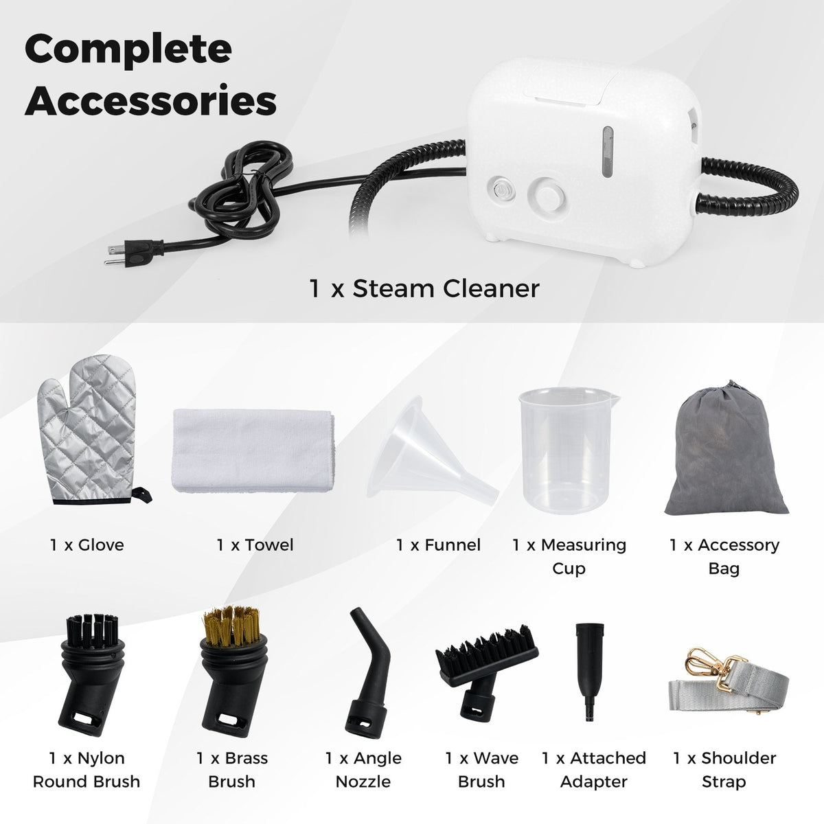 1500W Portable Steam Cleaner with 34 oz Water Tank-White view 5