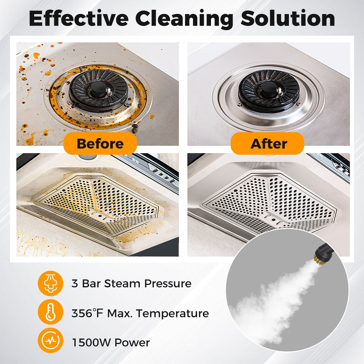 1500W Portable Steam Cleaner with 34 oz Water Tank-White view 7