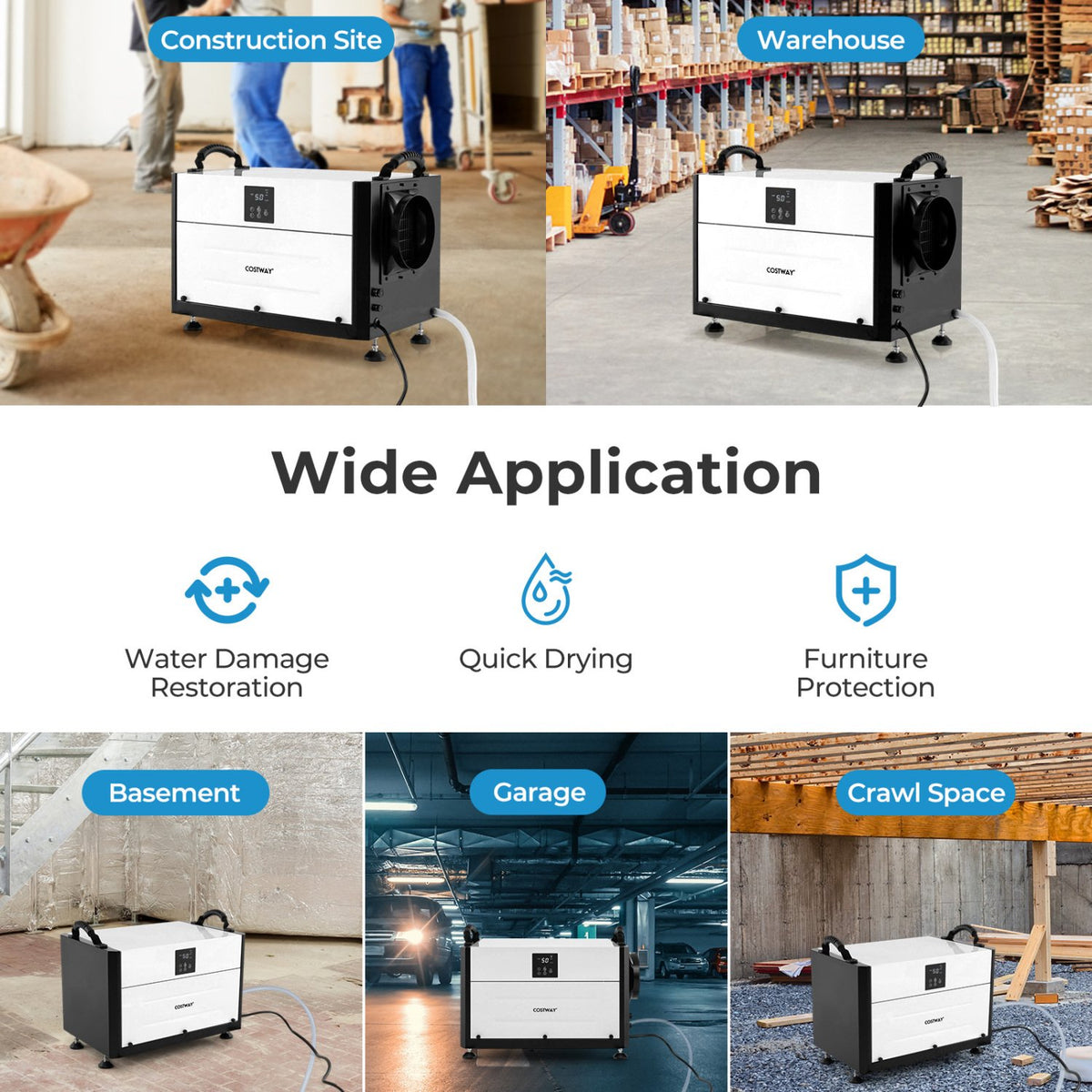 155 Pint Crawl Space Dehumidifier with 3 Modes and 24H Time-White view 4