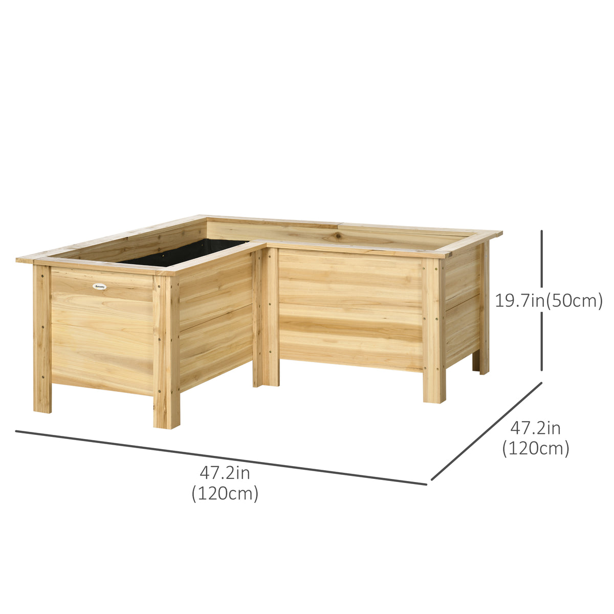 Raised Garden Bed, 47.2" x 47.2" x 19.7" Wooden Elevated Planter Box Outdoor with Legs, for Vegetables – view 2