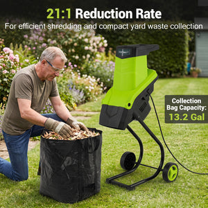 15-Amp Electric Wood Chipper Shredder Mulcher 1.8 Inch Max Cutting Diameter-Green view 6