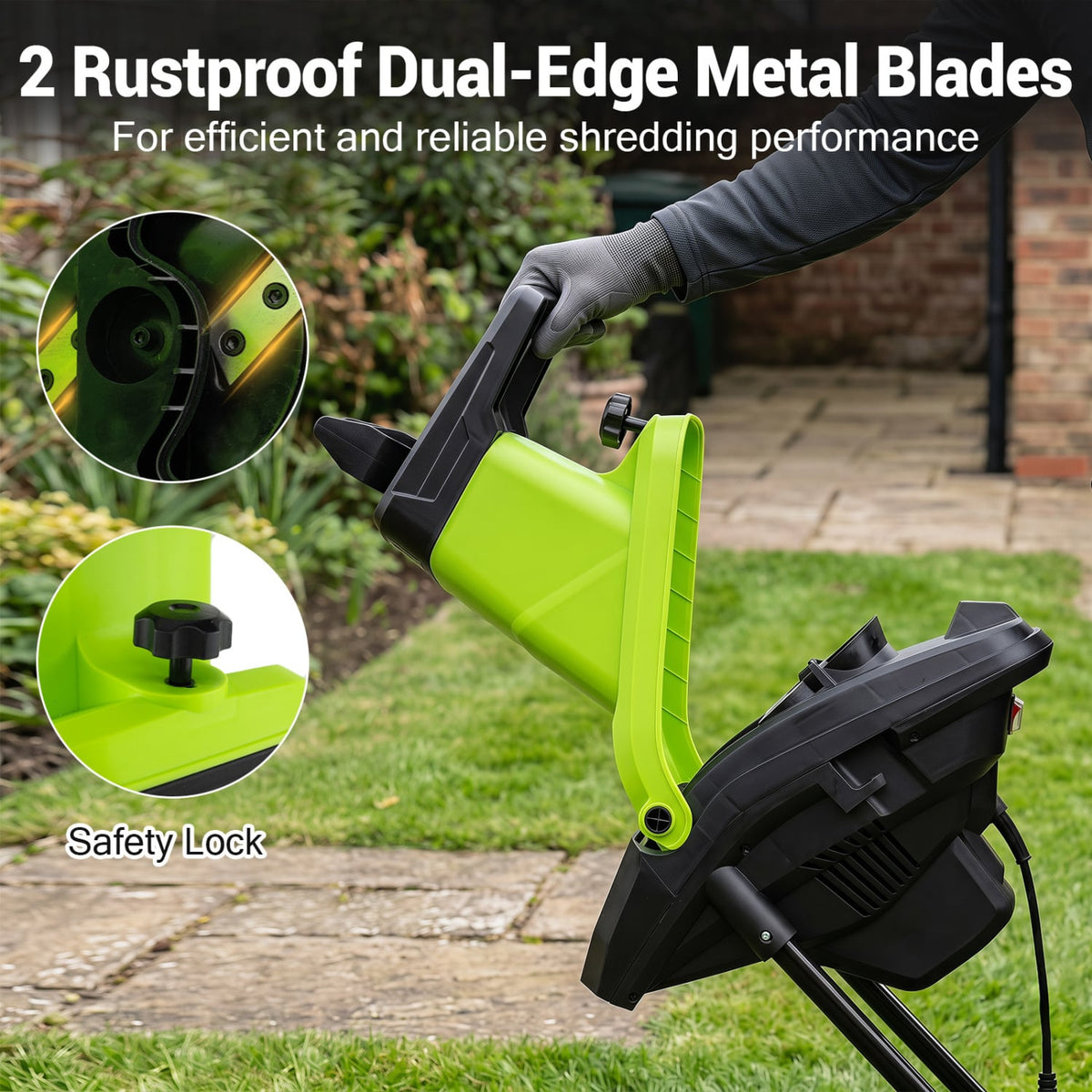 15-Amp Electric Wood Chipper Shredder Mulcher 1.8 Inch Max Cutting Diameter-Green view 7