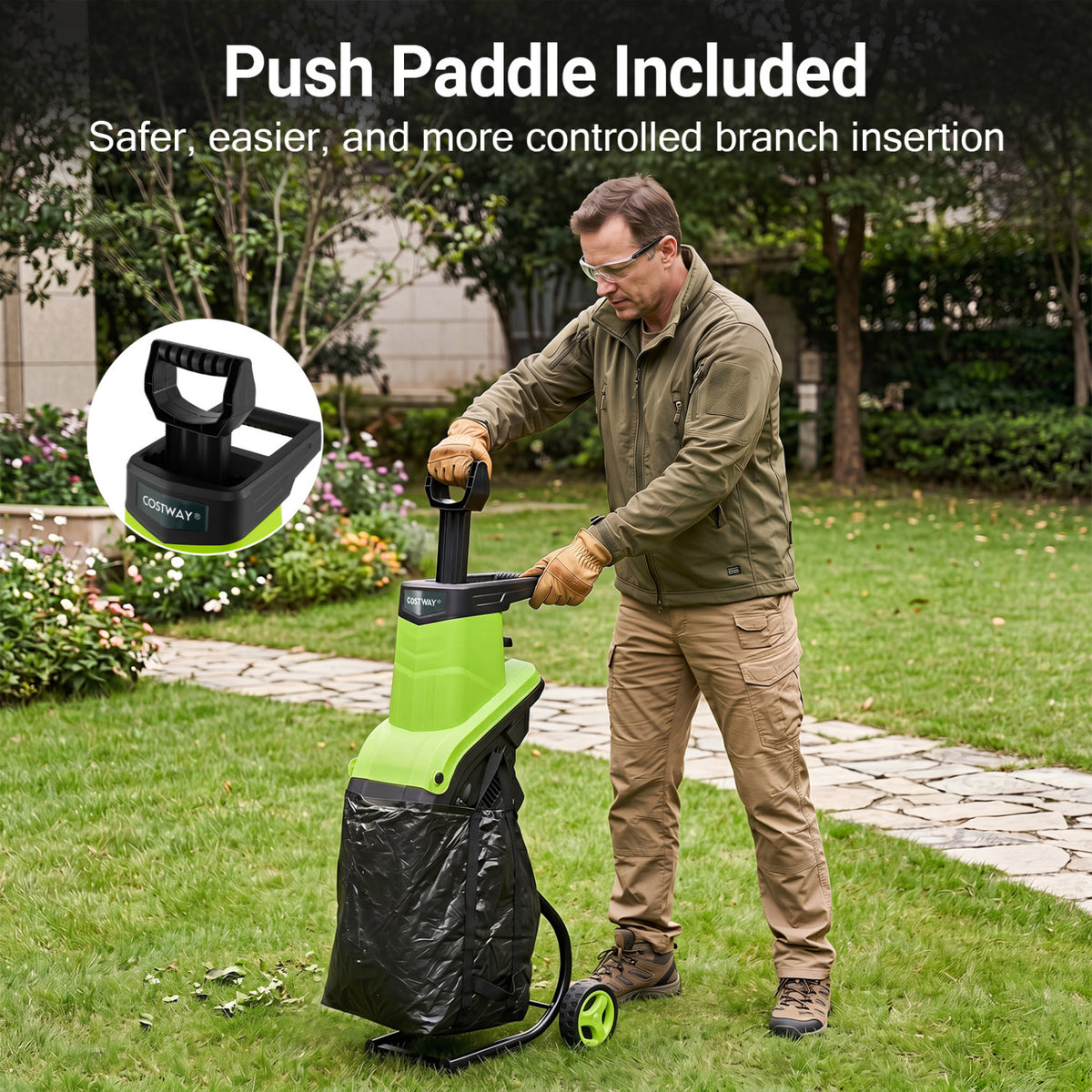 15-Amp Electric Wood Chipper Shredder Mulcher 1.8 Inch Max Cutting Diameter-Green view 9