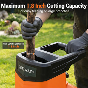15-Amp Electric Wood Chipper Shredder Mulcher with 1.8 Inch Max Cutting Diameter-Orange view 4