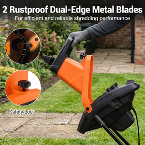 15-Amp Electric Wood Chipper Shredder Mulcher with 1.8 Inch Max Cutting Diameter-Orange view 7