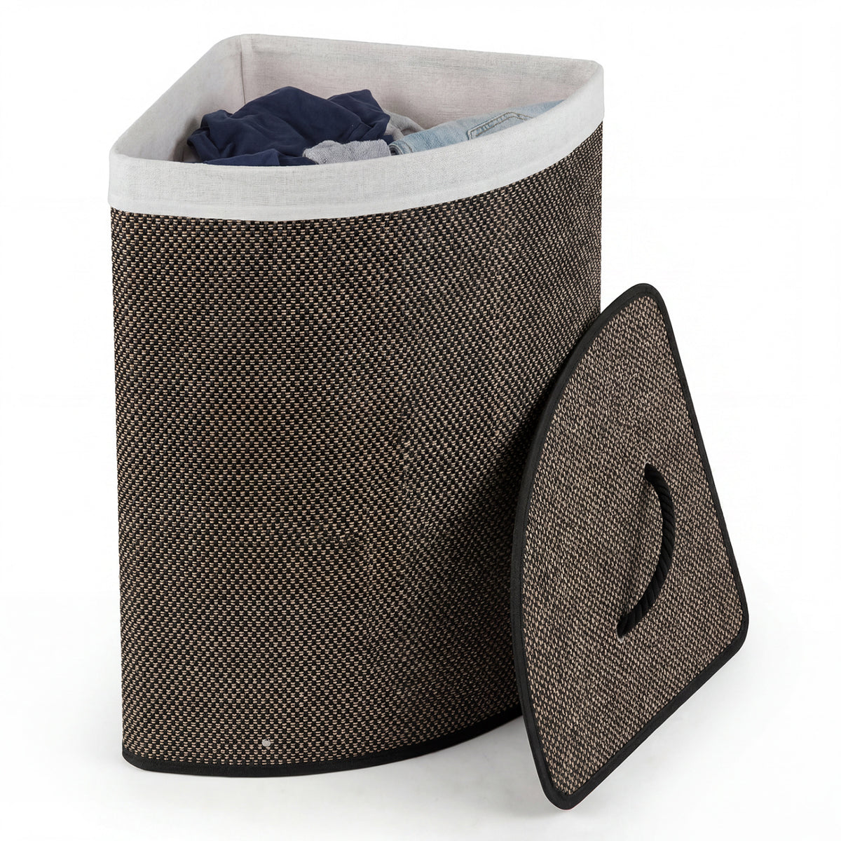 15 Gal Capacity Bamboo Laundry Hamper with Removable Liner-Black view 4