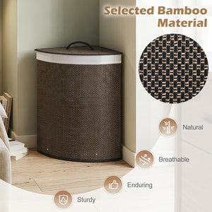 15 Gal Capacity Bamboo Laundry Hamper with Removable Liner-Black view 6