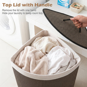 15 Gal Capacity Bamboo Laundry Hamper with Removable Liner-Black view 9