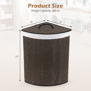 15 Gal Capacity Bamboo Laundry Hamper with Removable Liner-Black view 5