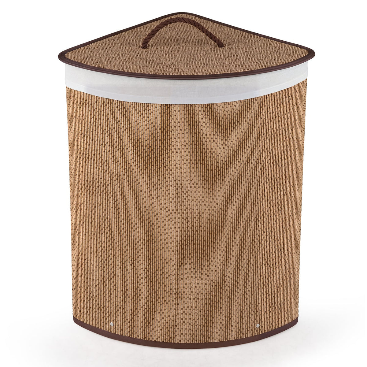 15 Gal Capacity Bamboo Laundry Hamper with Removable Liner-Brown view 4