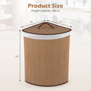 15 Gal Capacity Bamboo Laundry Hamper with Removable Liner-Brown view 5