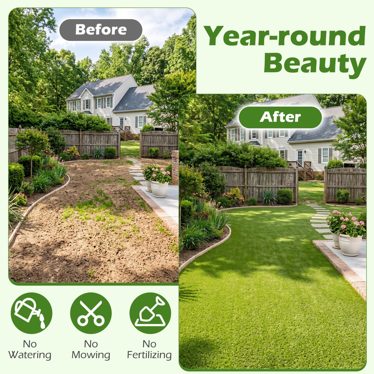 15 x 7 Feet Artificial Turf Rug with Low 0.75 inch Pile Height view 6