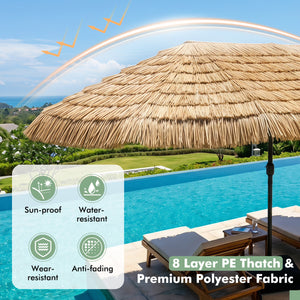 15 x 9 FT Solar Double-sided Patio Umbrella with 144 Multi-colored Flowing Lights 12 Modes and 12 Ribs-Brown view 8