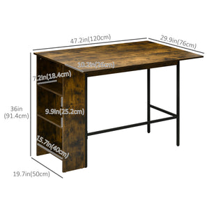 Counter Height Table with Drop Leaf, Extendable Bar Table with Adjustable Storage Shelf, Light Grey – view 9