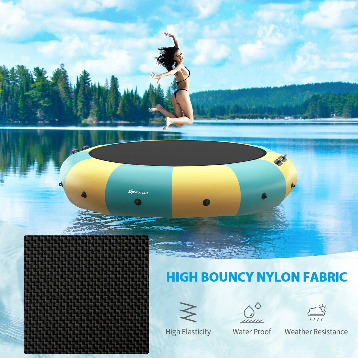 15 Feet Inflatable Splash Padded Water Bouncer Trampoline-Yellow view 6