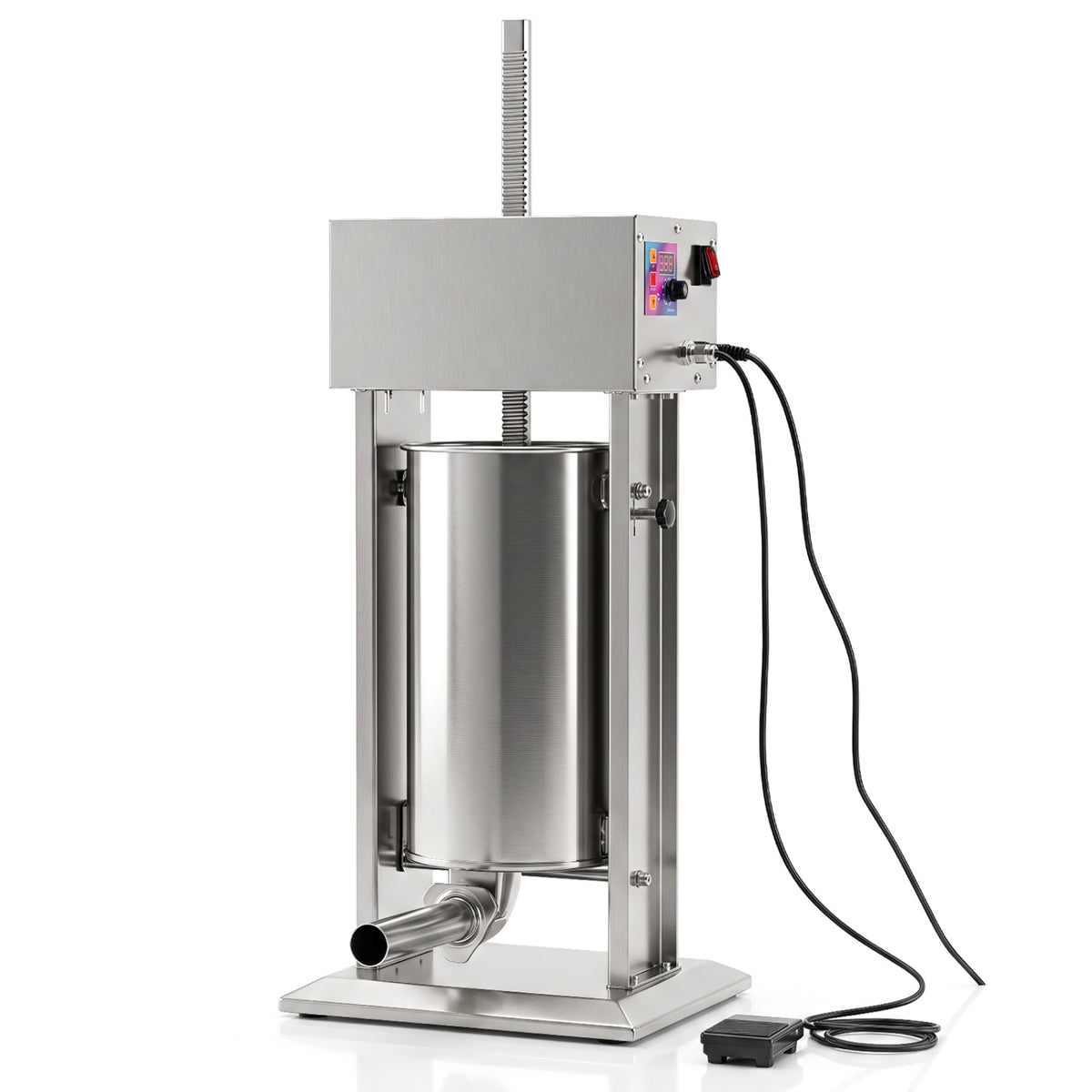 15L Electric Sausage Stuffer with 4 Stuffing Tubes Foot Pedal and Stepless Speed Control-Silver