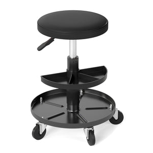 16.5 inches-22 inches Adjustable Height Seat Rolling Mechanic Stool with Wheels-Black