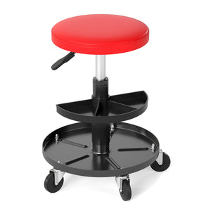 16.5 inches-22 inches Adjustable Height Seat Rolling Mechanic Stool with Wheels-Red