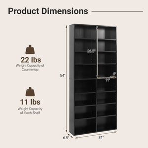 16 Compartment CD Storage Unit 54 inches Freestanding Open Display Shelf with 12 Removable Shelves-Black view 5