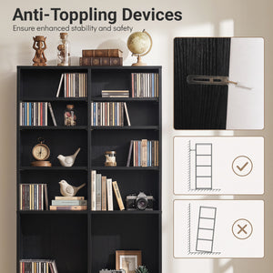 16 Compartment CD Storage Unit 54 inches Freestanding Open Display Shelf with 12 Removable Shelves-Black view 9