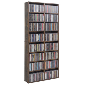 16 Compartment CD Storage Unit 54 inches Freestanding Open Display Shelf with 12 Removable Shelves-Brown view 4