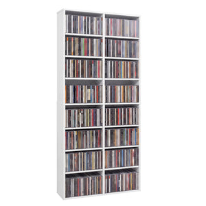 16 Compartment CD Storage Unit 54 inches Freestanding Open Display Shelf with 12 Removable Shelves-White view 4