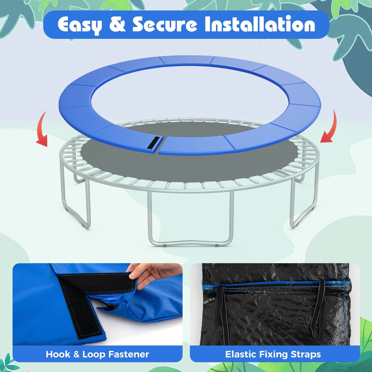 16 Feet Trampoline Pad Replacement Safety Pad with Fixing Straps (Blue) view 7