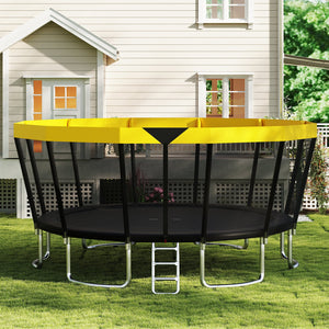 16 FT Outdoor Trampoline ASTM Compliant Recreational Trampoline with Non-Slip Ladder-Yellow view 3