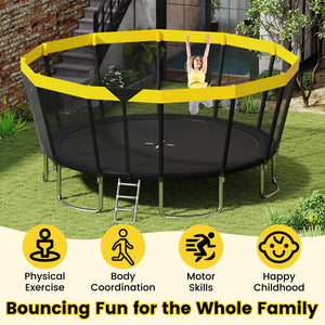 16 FT Outdoor Trampoline ASTM Compliant Recreational Trampoline with Non-Slip Ladder-Yellow view 5