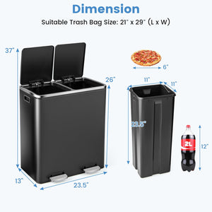 16 Gallon Dual Step Trash Can-Black view 5