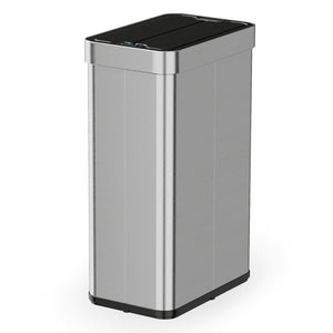 16 Gallon Trash Can with Wing Lids for Bedroom Bathroom Kitchen-Silver view 2