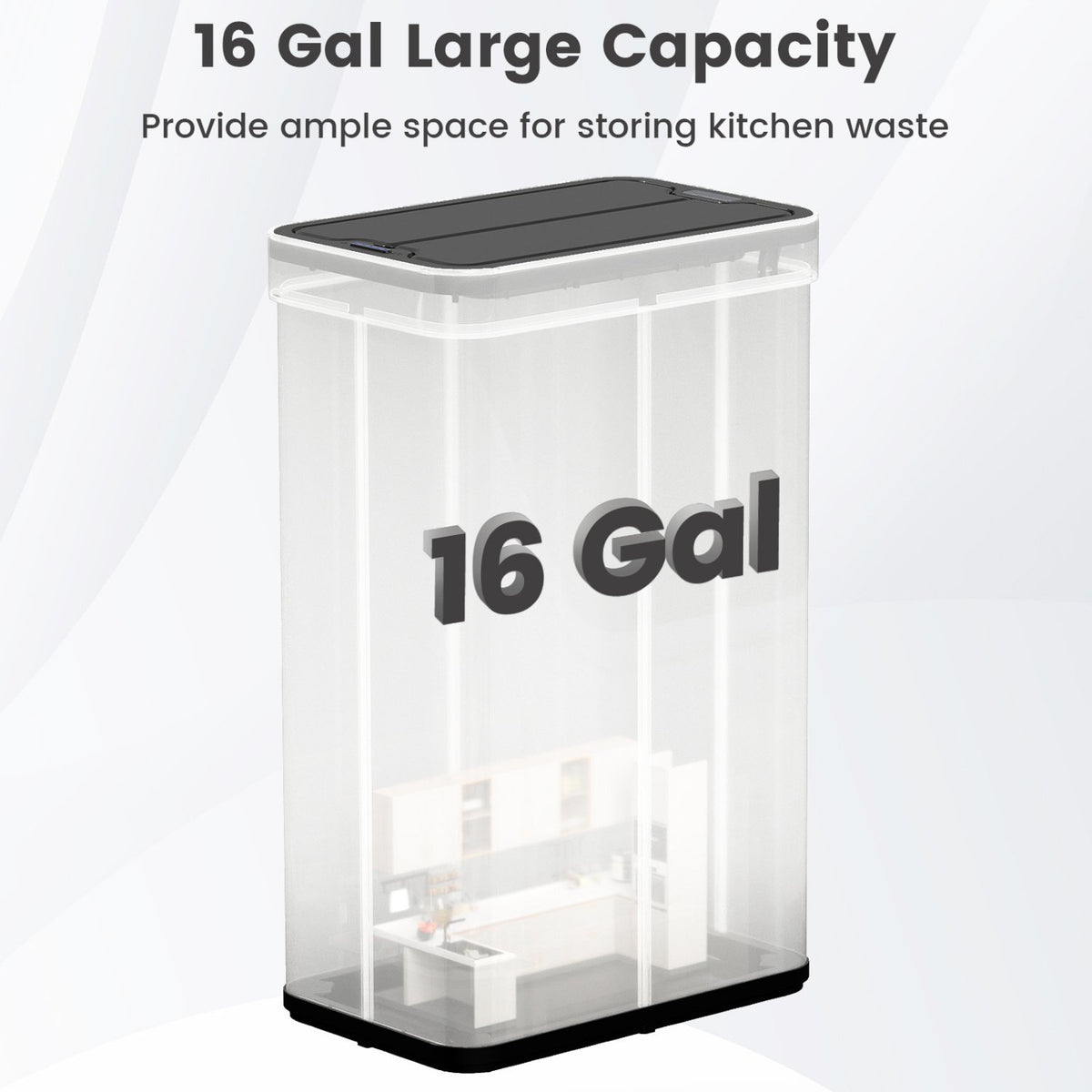 16 Gallon Trash Can with Wing Lids for Bedroom Bathroom Kitchen-Silver view 4