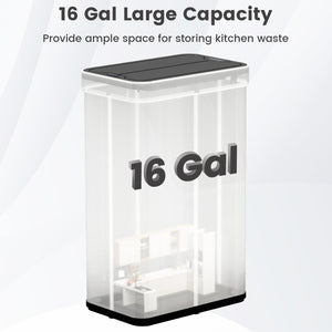 16 Gallon Trash Can with Wing Lids for Bedroom Bathroom Kitchen-Silver view 4