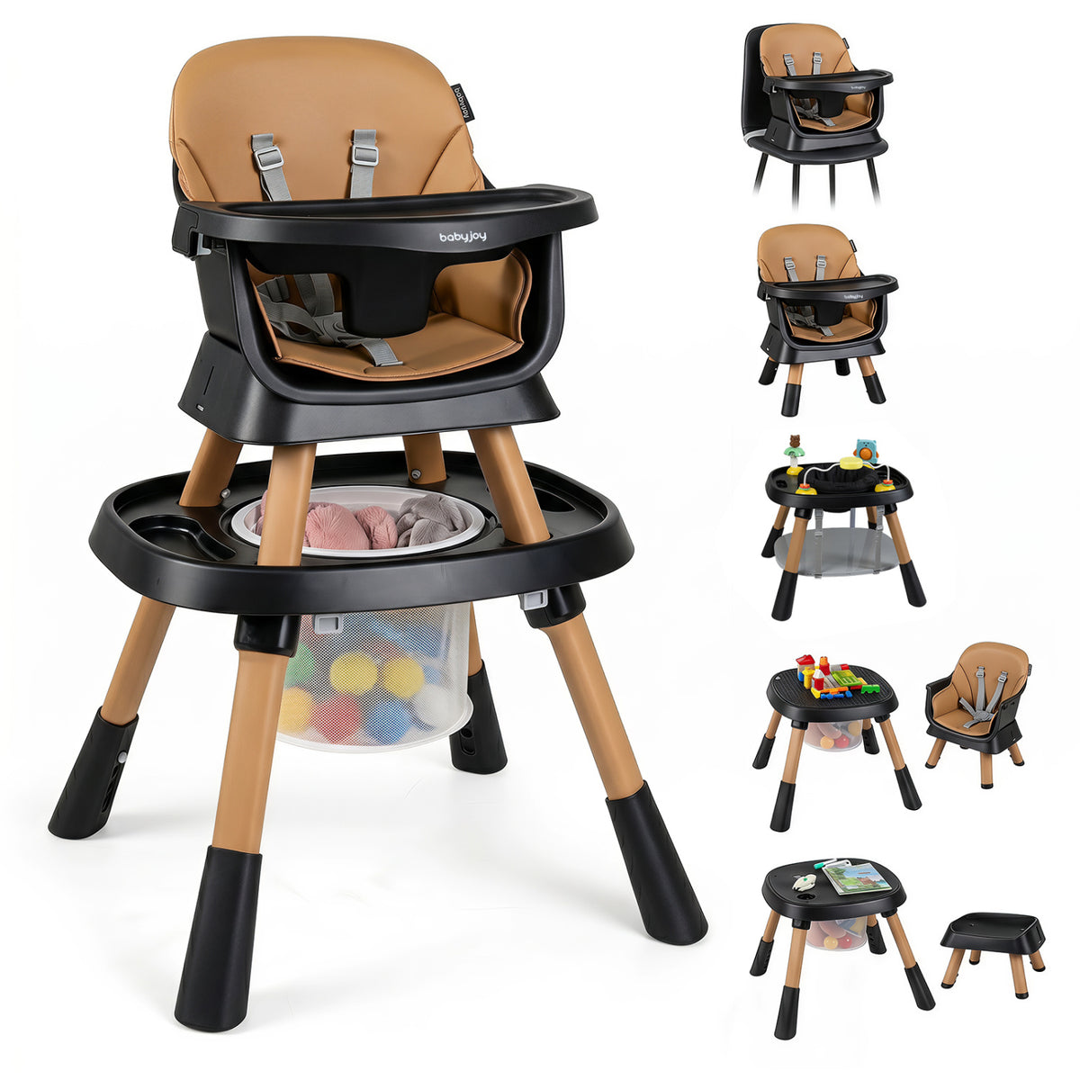 16-in-1 Baby High Chair with Activity Center and Booster Seat for Babies and Toddlers-Black