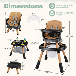 16-in-1 Baby High Chair with Activity Center and Booster Seat for Babies and Toddlers-Black view 4