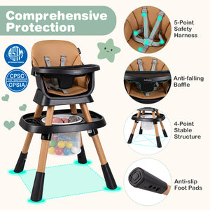 16-in-1 Baby High Chair with Activity Center and Booster Seat for Babies and Toddlers-Black view 8
