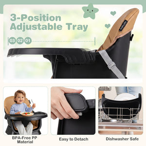 16-in-1 Baby High Chair with Activity Center and Booster Seat for Babies and Toddlers-Black view 9