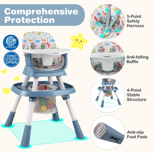 16-in-1 Baby High Chair with Activity Center and Booster Seat for Babies and Toddlers-Celadon view 4
