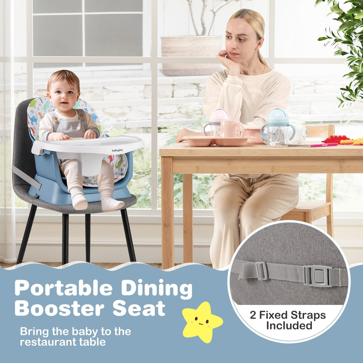 16-in-1 Baby High Chair with Activity Center and Booster Seat for Babies and Toddlers-Celadon view 5