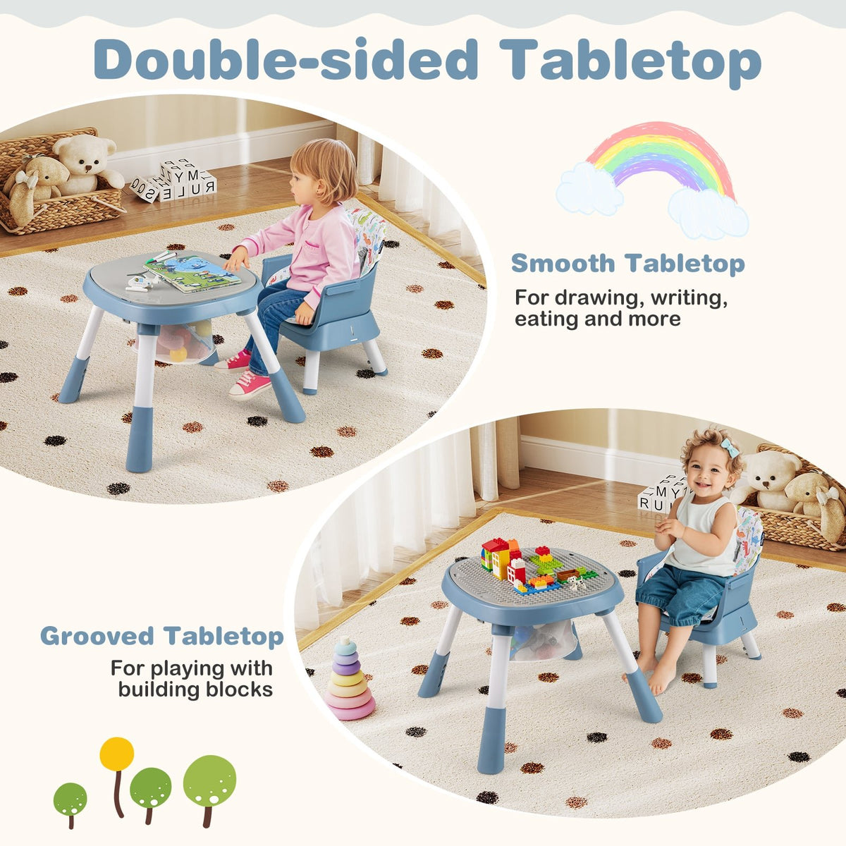 16-in-1 Baby High Chair with Activity Center and Booster Seat for Babies and Toddlers-Celadon view 9
