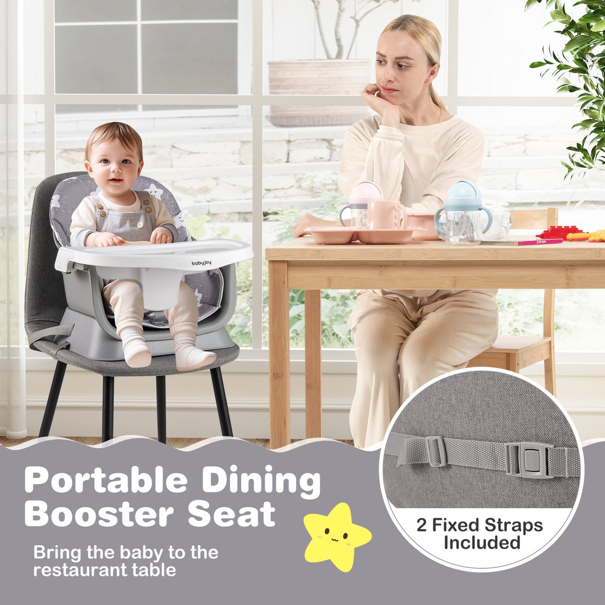 16-in-1 Baby High Chair with Activity Center and Booster Seat for Babies and Toddlers-Grey view 5
