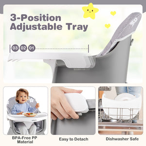 16-in-1 Baby High Chair with Activity Center and Booster Seat for Babies and Toddlers-Grey view 9