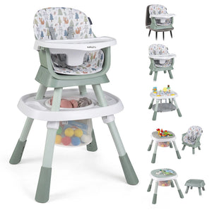 16-in-1 Baby High Chair with Activity Center and Booster Seat for Babies and Toddlers-Light Green
